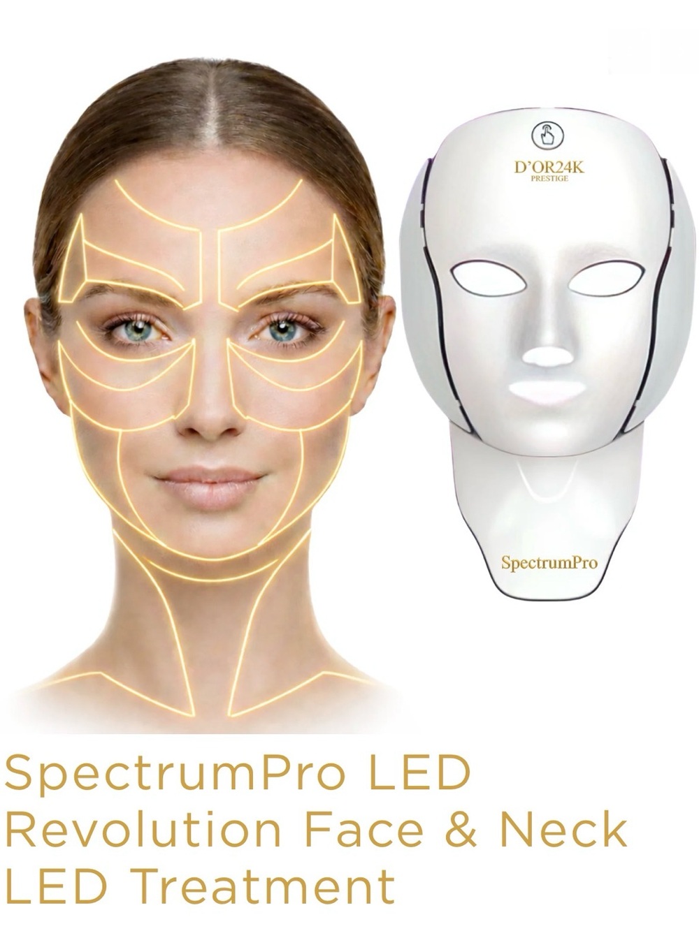D'Or 24k Skincare SpectrumPro WITH EMS! White LED Face & Neck Therapy Mask